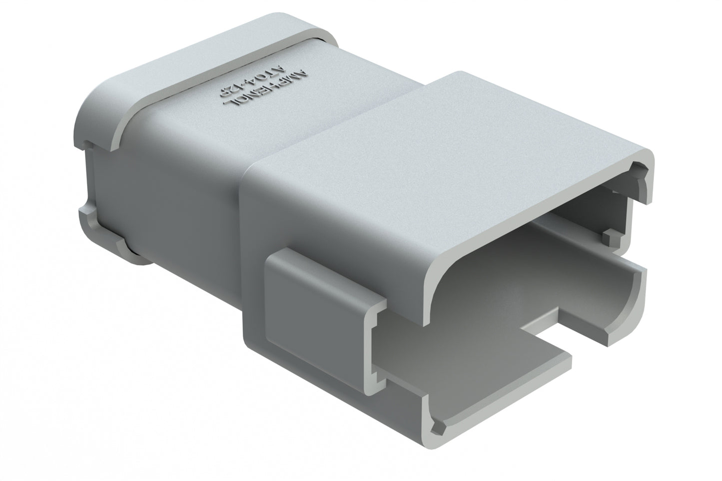 AT04-12PC-SSGRY 12-Way Receptacle, Male Connector with C Position Key and Extended Shroud and Solid Rear Grommet and Endcap, Grey