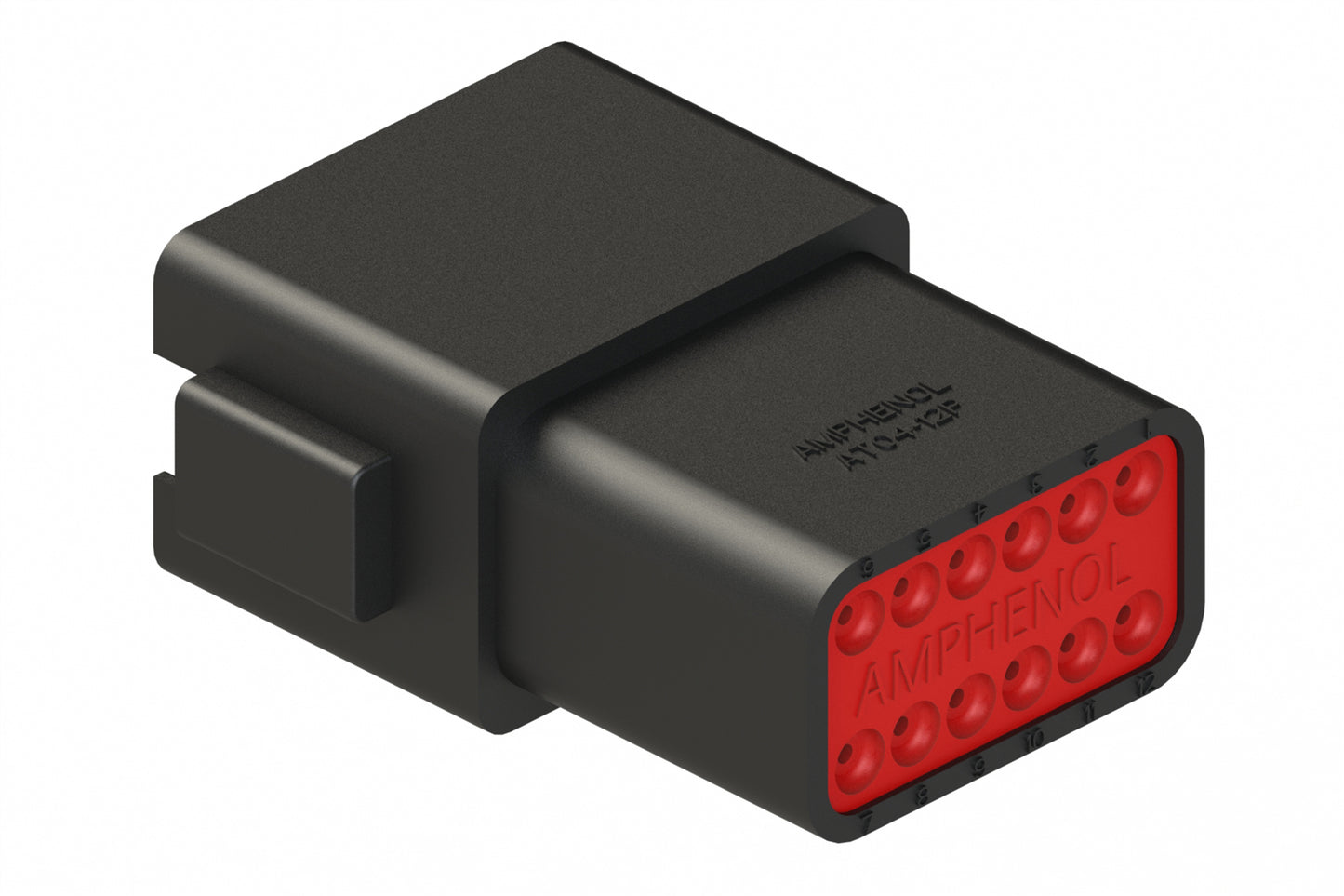 AT04-12PD-BLK 12-Way Receptacle, Male Connector with D Position Key, Extended Shroud, Black