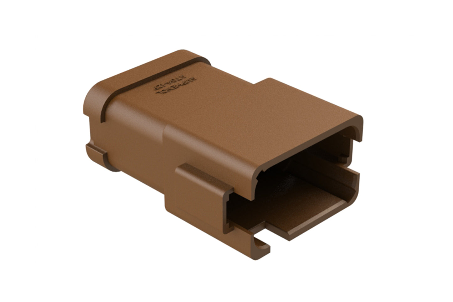 AT04-12PD-P016 12-way receptacle, (1) 12 Pin busbar=78 amps, gold plating, keyed D, brown. Contacts included. DT04-12PD-P016