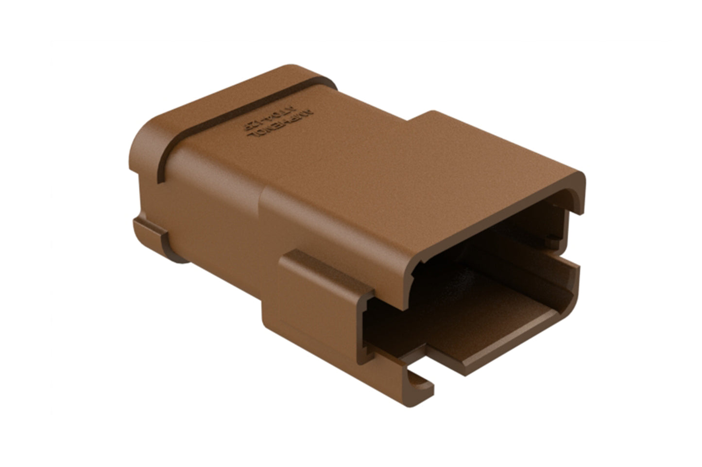 AT04-12PD-P030 12-way receptacle, (4) 3 Pin busbar=13 amps, nickel plating, keyed D, brown. Contacts included. DT04-12PD-P030