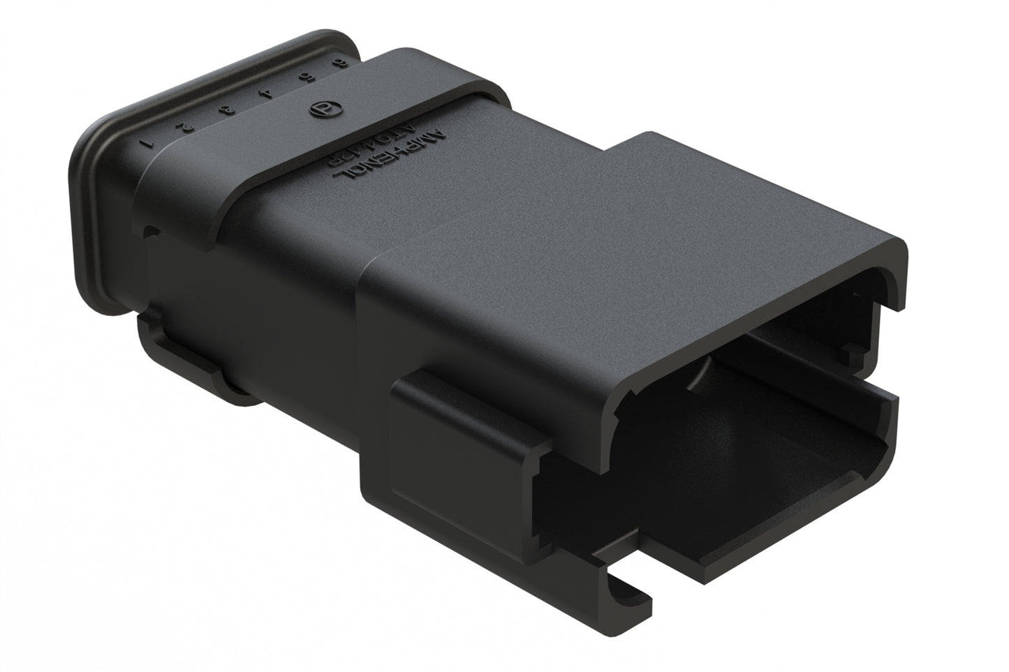 AT04-12PD-SR2BK 12 position Pin receptacle key position D, with strain relief & Reduced Diameter Seal, black