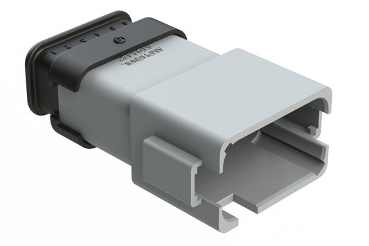 AT04-12PD-SRGRY 12 position Pin receptacle key position D, with strain relief, grey