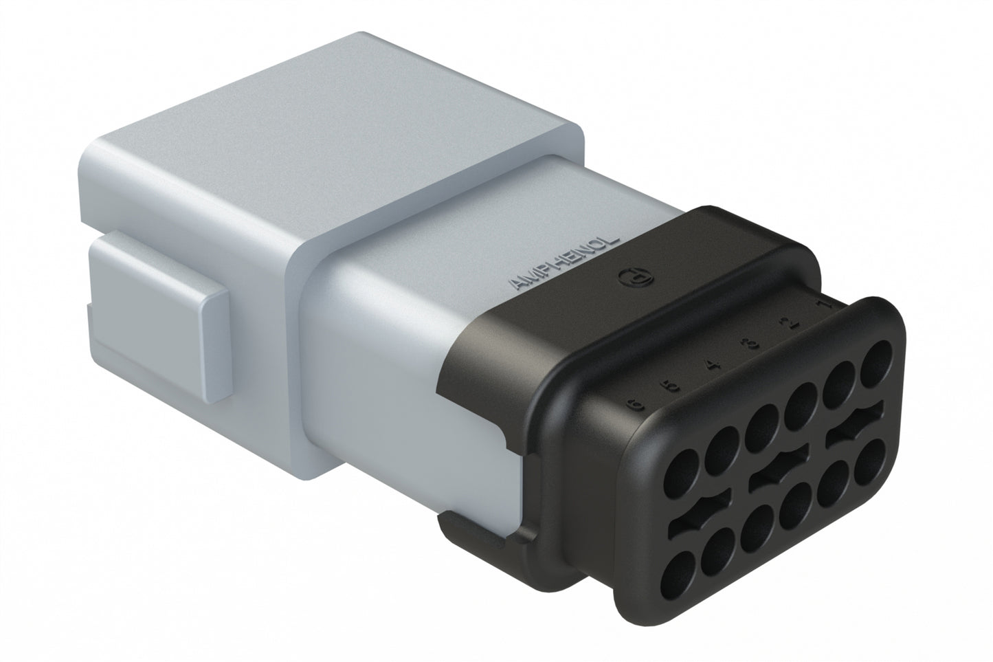 AT04-12PD-SRGRY 12 position Pin receptacle key position D, with strain relief, grey