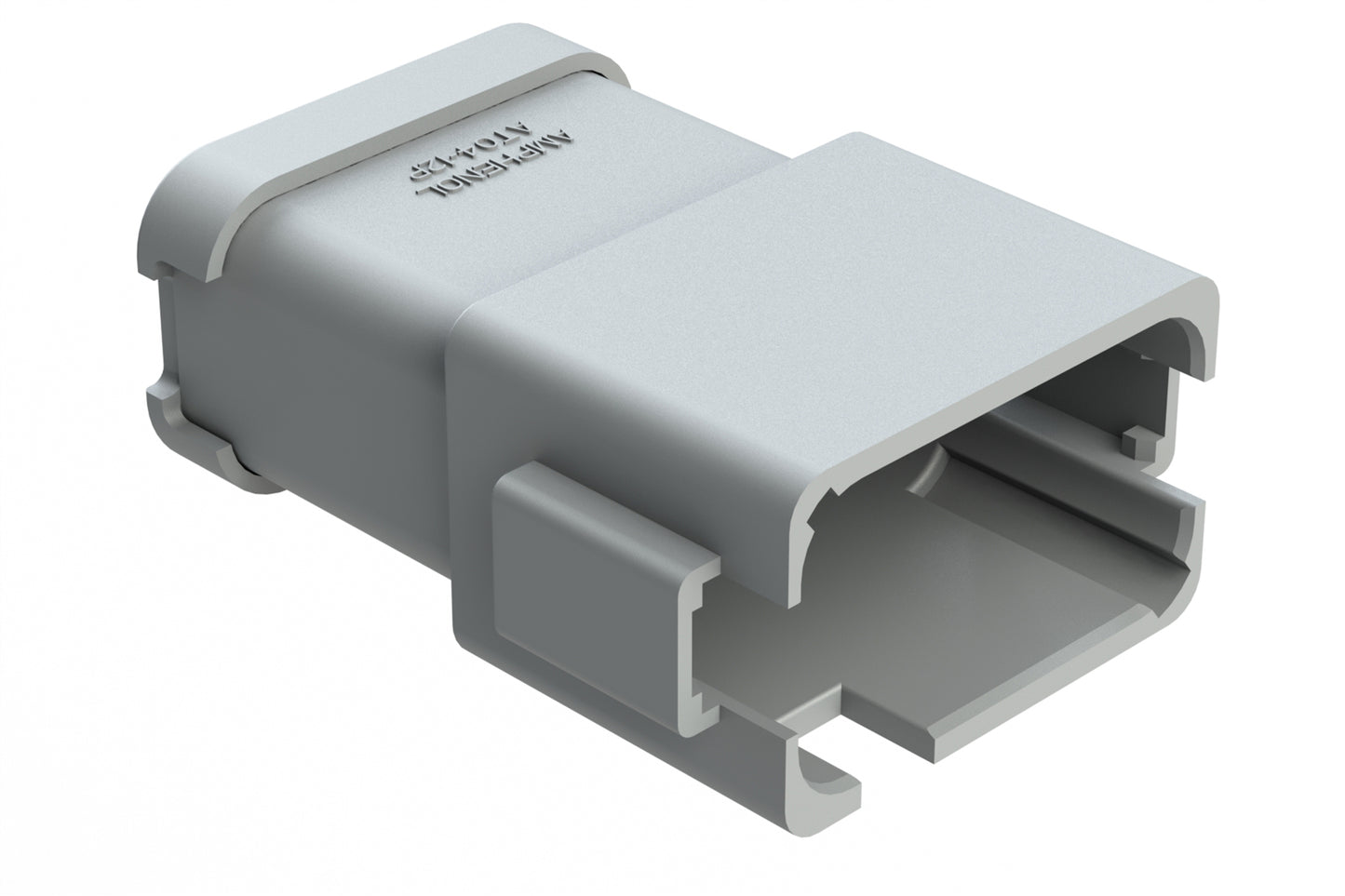 AT04-12PD-SSGRY 12-Way Receptacle, Male Connector with D Position Key and Extended Shroud and Solid Rear Grommet and Endcap, Grey