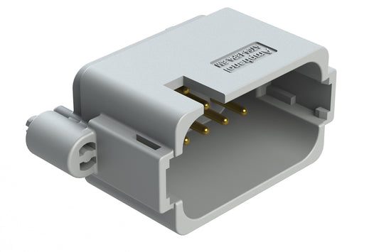 AT04-18PA-BM02 18 Position PCB Board Mount Receptacle, Straight, Gold Plated Contacts, Snap-Fit, Potted, Keyed A, Grey