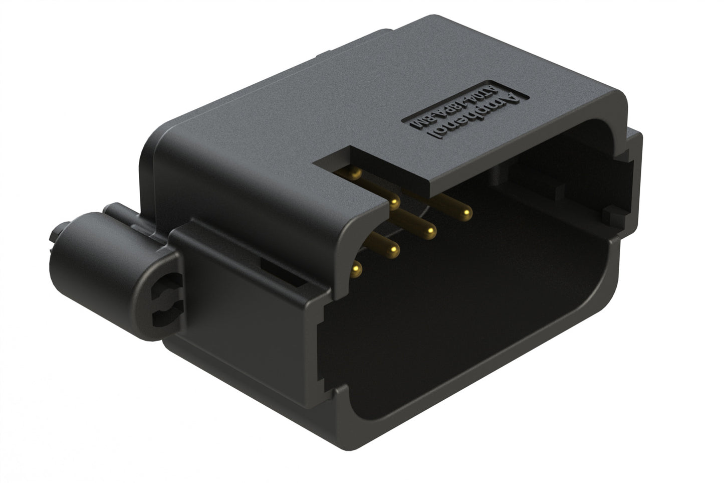 AT04-18PA-BM02BK 18 Position PCB Board Mount Receptacle, Straight, Gold Plated Contacts, Snap-Fit, Potted, Keyed A, Black