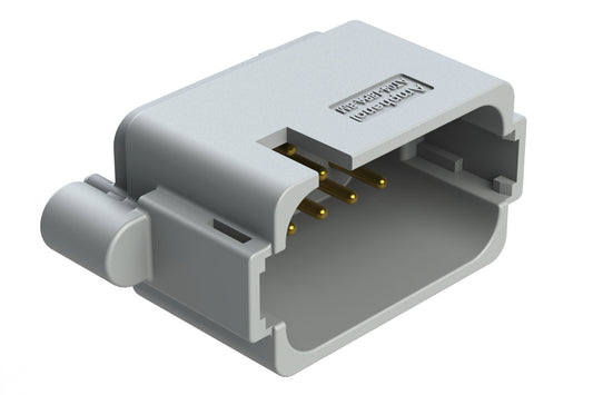 AT04-18PA-BM12 18 Position PCB Receptacle, Flangeless, Self-Threading, Keyed A, Gold Plated Contacts Included, Potted, Grey Body