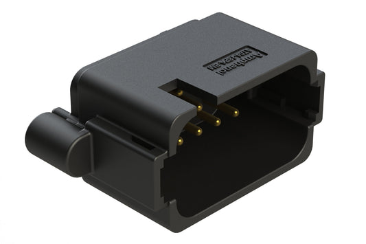 AT04-18PA-BM12BK 18 Position PCB Receptacle, Flangeless, Self-Threading, Keyed A, Gold Plated Contacts Included, Potted, Black Body