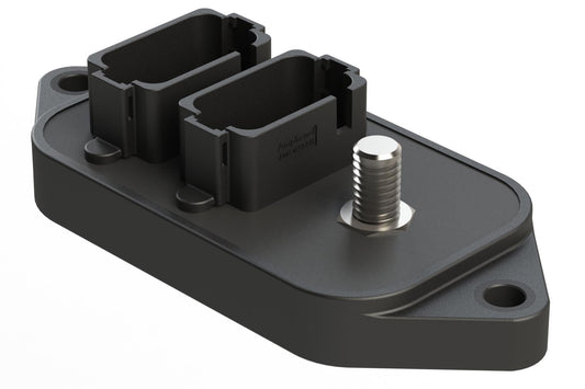 AT04-18PABM14-X2-TS01 37 Position Power Splitter Control Module, 1 Threaded Stud and 18 Pin x 2 Device Layout, Nickel Contacts, 300A, Potted, Keyed A, Black