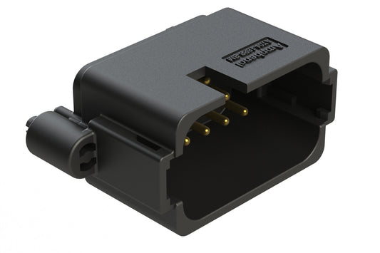 AT04-18PB-BM02 18 Position PCB Board Mount Receptacle, Straight, Gold Plated Contacts, Snap-Fit, Potted, Keyed B, Black
