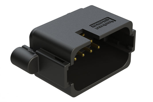 AT04-18PB-BM12 18 Position PCB Receptacle, Flangeless, Self-Threading, Keyed B, Gold Plated Contacts Included, Potted, Black Body