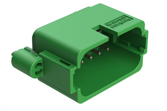 AT04-18PC-BM04 18 Position PCB Board Mount Receptacle, Straight, Nickel Plated Contacts, Snap-Fit, Potted, Keyed C, Green