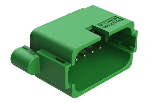AT04-18PC-BM14 18 Position PCB Receptacle, Flangeless, Self-Threading, Keyed C, Nickel Plated Contacts Included, Potted, Green Body