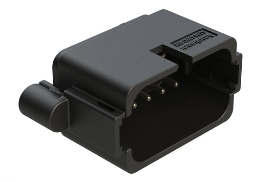 AT04-18PC-BM14BK 18 Position PCB Receptacle, Flangeless, Self-Threading, Keyed C, Nickel Plated Contacts Included, Potted, Black Body