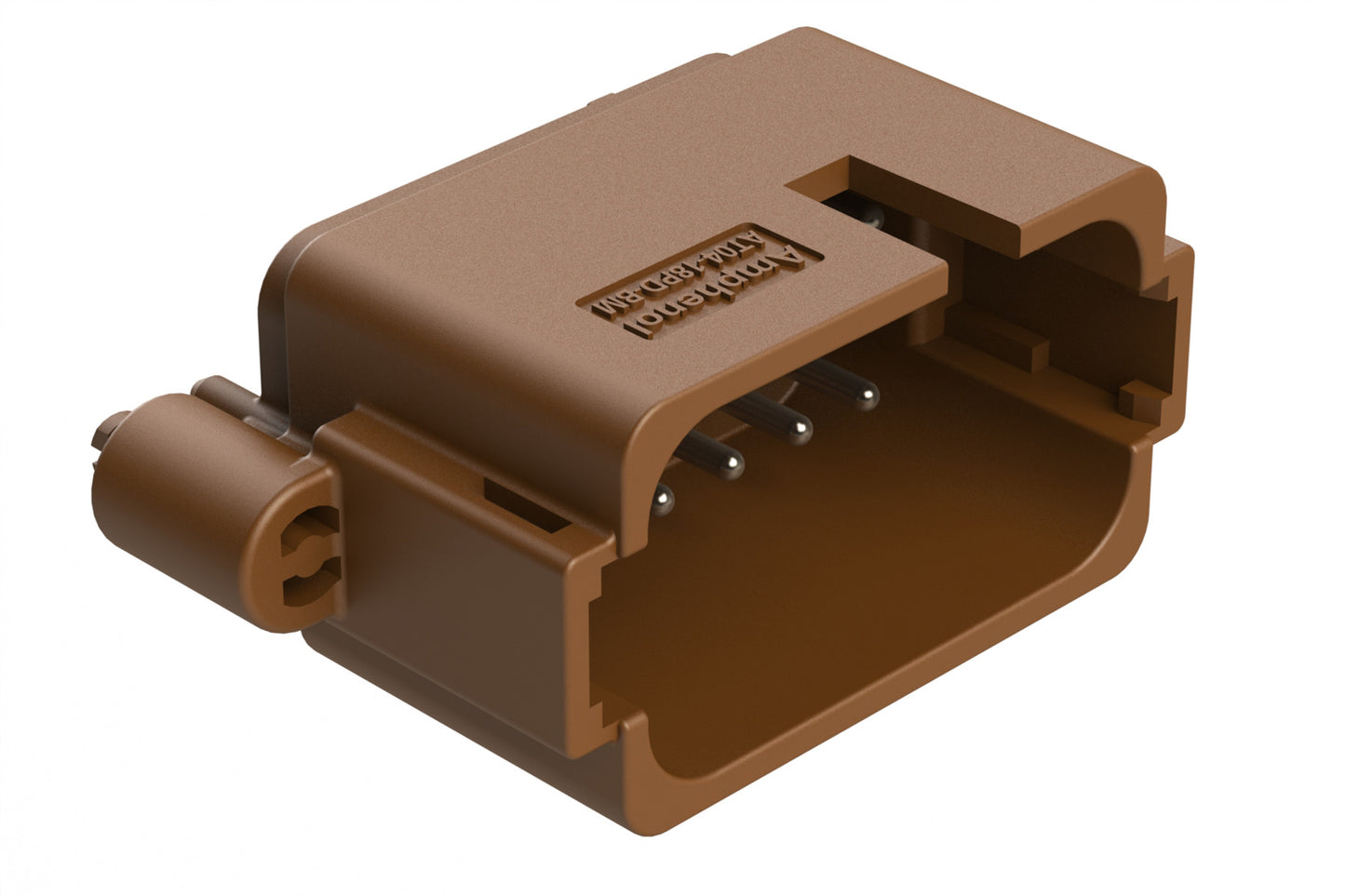 AT04-18PD-BM04 18 Position PCB Board Mount Receptacle, Straight, Nickel Plated Contacts, Snap-Fit, Potted, Keyed D, Brown