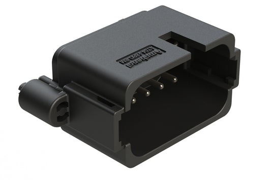 AT04-18PD-BM04BK 18 Position PCB Board Mount Receptacle, Straight, Nickel Plated Contacts, Snap-Fit, Potted, Keyed D, Black