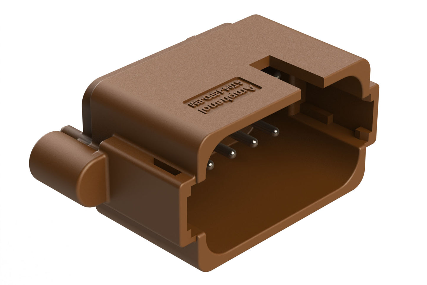 AT04-18PD-BM13 18 Position PCB Receptacle, Flangeless, Self-Threading, Keyed D, Nickel Plated Contacts Included, Brown Body
