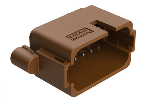 AT04-18PD-BM14 18 Position PCB Receptacle, Flangeless, Self-Threading, Keyed D, Nickel Plated Contacts Included, Potted, Brown Body