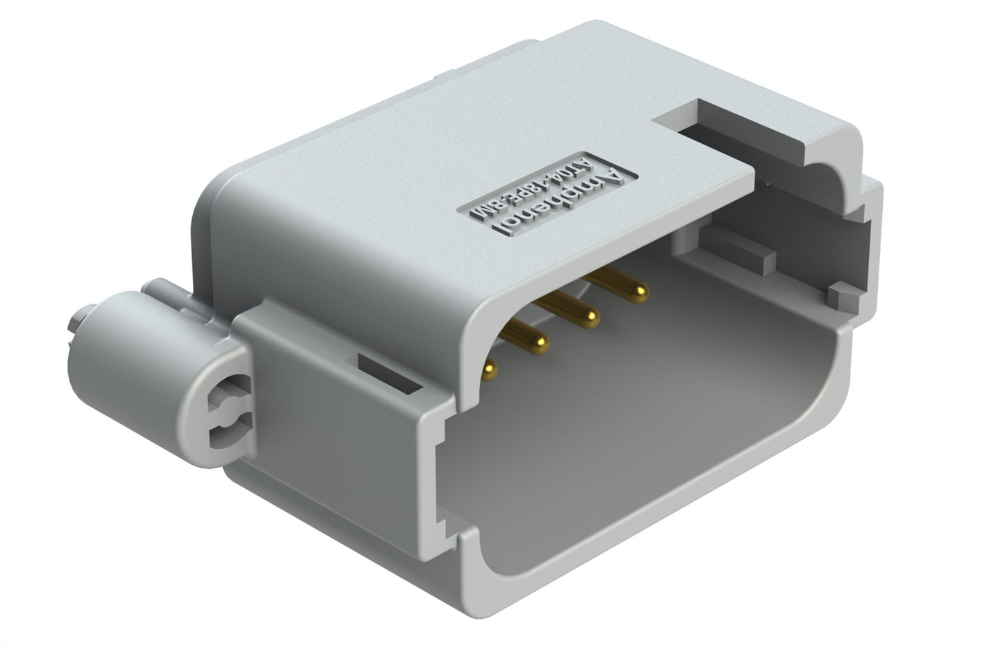 AT04-18PE-BM02 18 Position PCB Board Mount Receptacle, Straight, Gold Plated Contacts, Snap-Fit, Potted, Keyed E, Grey