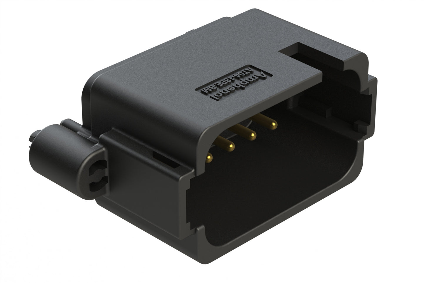 AT04-18PE-BM02BK 18 Position PCB RBoard Mount eceptacle, Straight, Gold Plated Contacts, Snap-Fit, Potted, Keyed E, Black