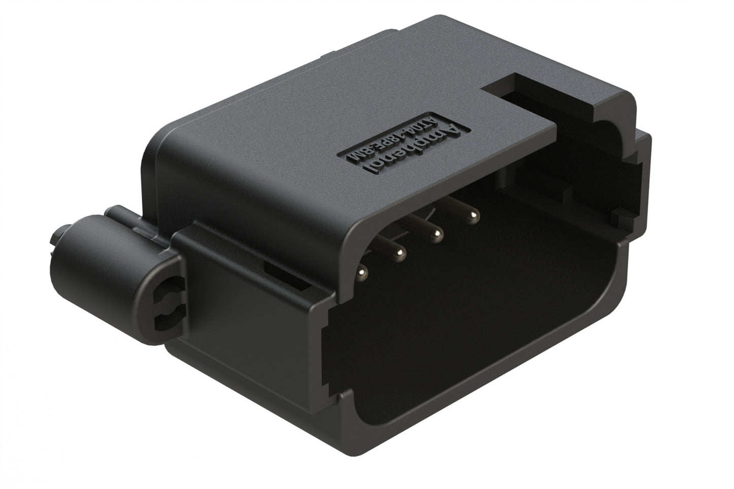 AT04-18PE-BM04BK 18 Position PCB Board Mount Receptacle, Straight, Nickel Plated Contacts, Snap-Fit, Potted, Keyed E, Black