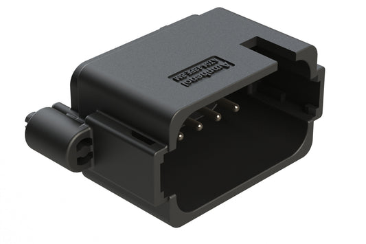 AT04-18PE-BM04BK 18 Position PCB Board Mount Receptacle, Straight, Nickel Plated Contacts, Snap-Fit, Potted, Keyed E, Black