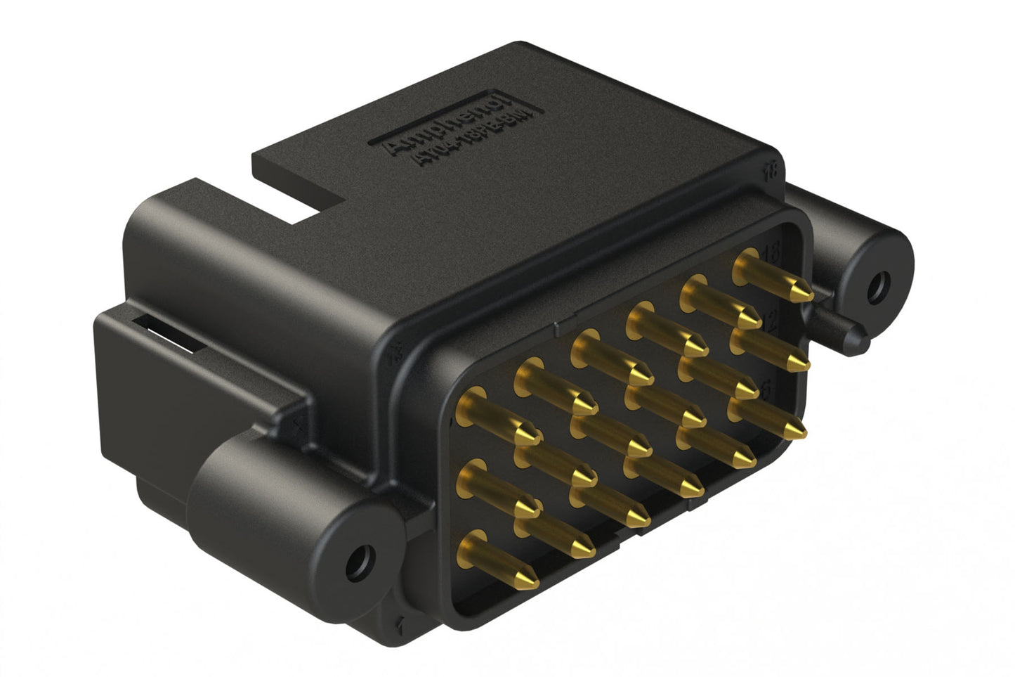 AT04-18PE-BM11BK 18 Position PCB Receptacle, Flangeless, Self-Threading, Keyed E, Gold Plated Contacts Included, Black Body