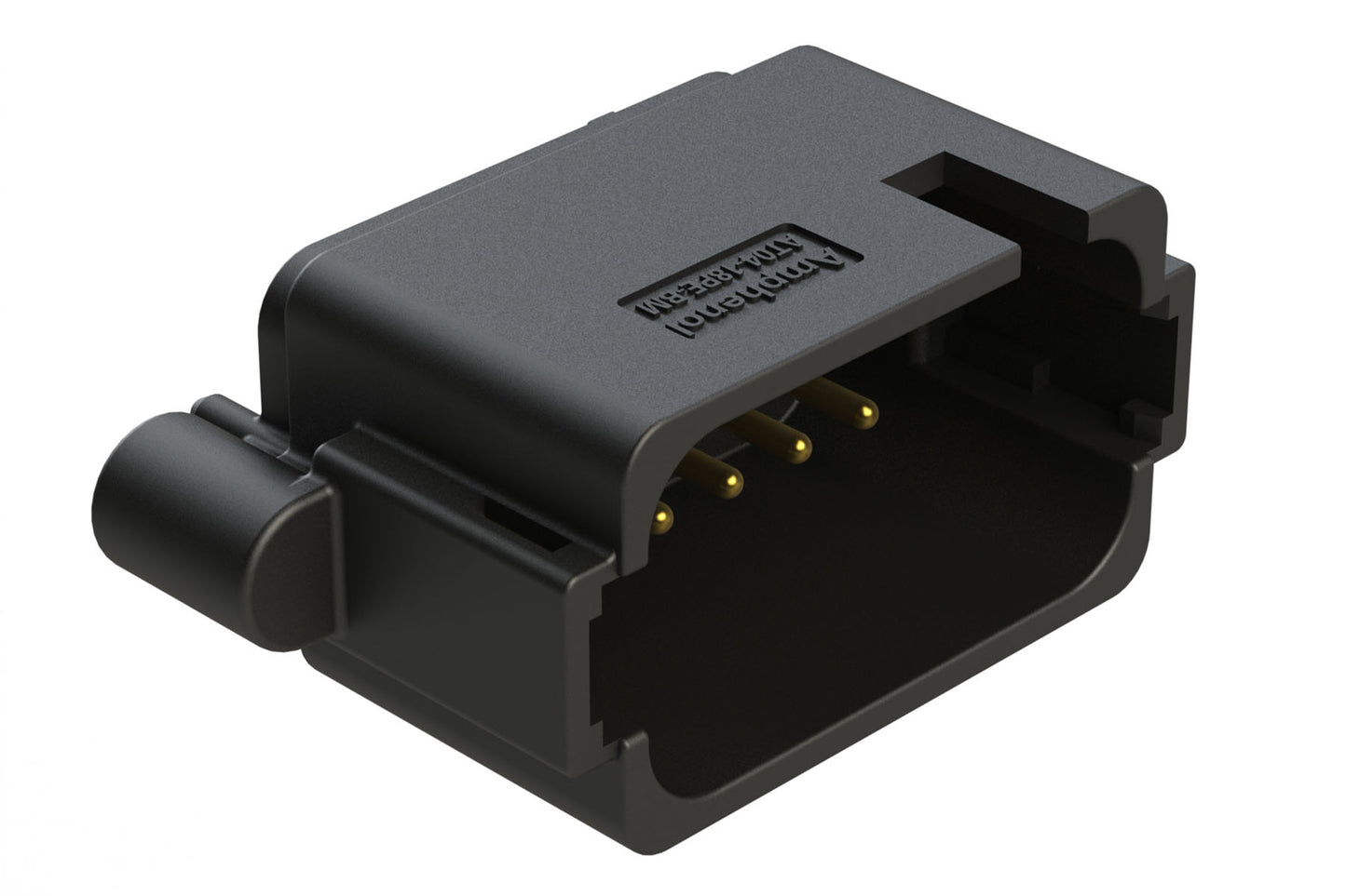 AT04-18PE-BM12BK 18 Position PCB Receptacle, Flangeless, Self-Threading, Keyed E, Gold Plated Contacts Included, Potted, Black Body