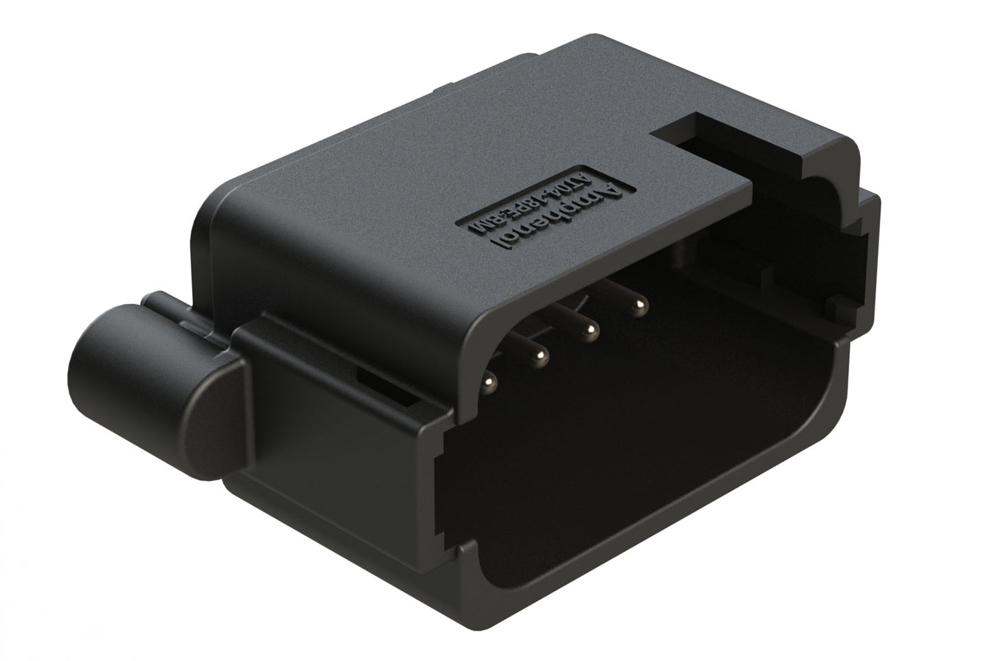 AT04-18PE-BM14BK 18 Position PCB Receptacle, Flangeless, Self-Threading, Keyed E, Nickel Plated Contacts Included, Potted, Black Body