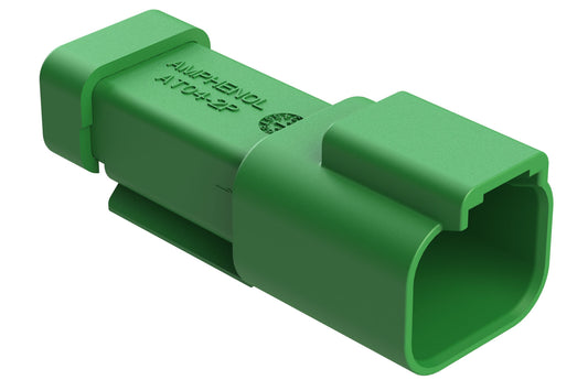 AT04-2P-EC01GRN 2-Way Receptacle, Male Connector with End Cap, Green