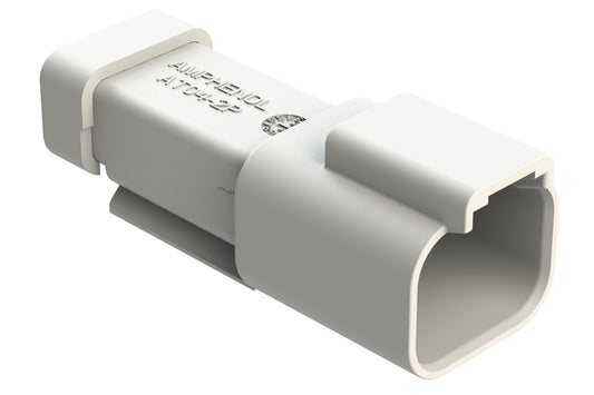 AT04-2P-EC01WHT 2-Way Receptacle, Male Connector with End Cap, White