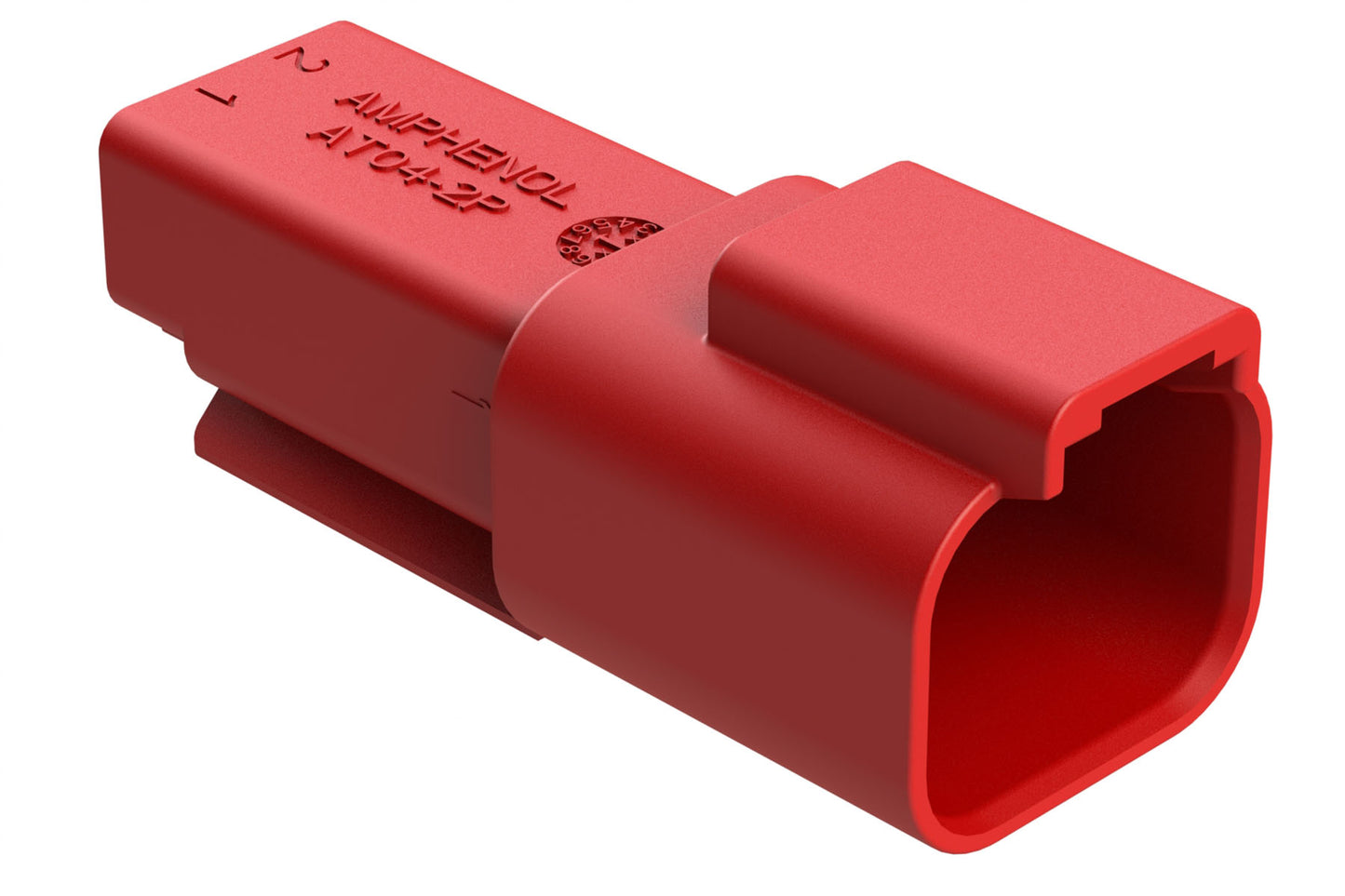 AT04-2P-RD01RED 2-Way Receptacle, Male Connector with Reduced Diameter Seal (E-Seal), Red