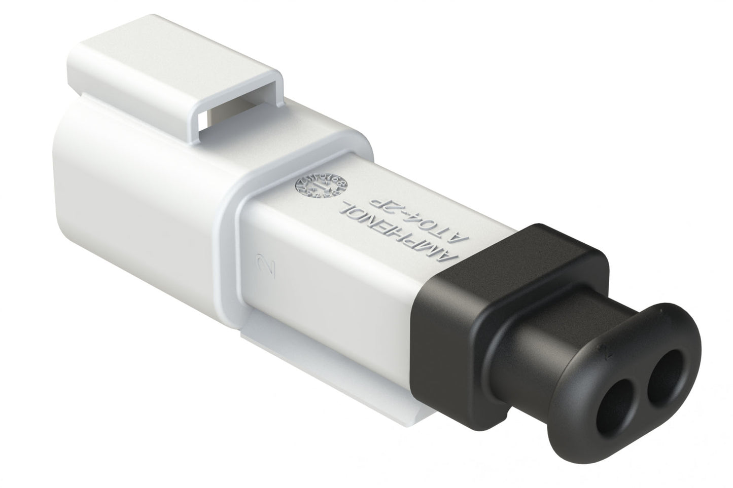 AT04-2P-SR01WHT 2-Way Receptacle Male Connector with Strain Relief End Cap and Standard Seal, White