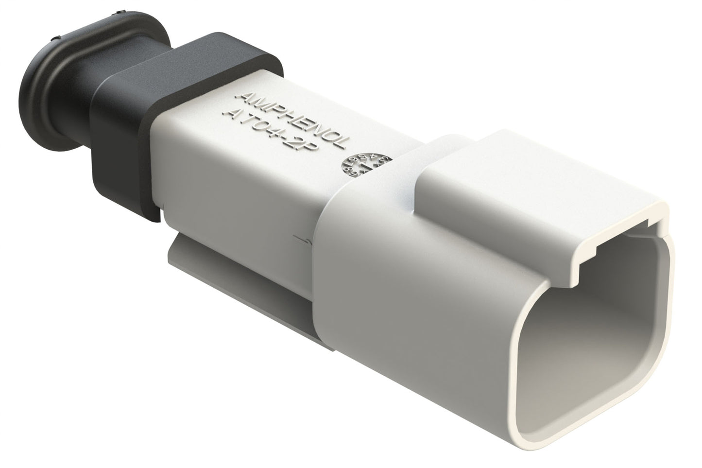 AT04-2P-SR02WHT 2-Way Receptacle Male Connector with Strain Relief End Cap and .053-.120 Reduced Seal, White