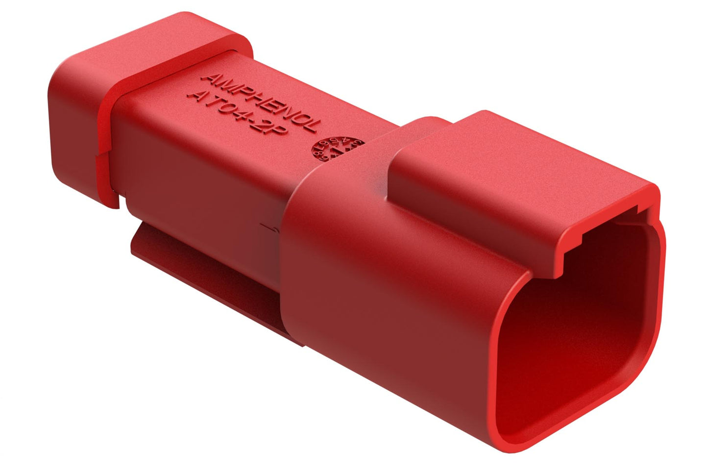 AT04-2P-SS01RED 2-Way Receptacle, Male Connector with Solid Rear Grommet and Endcap, Red