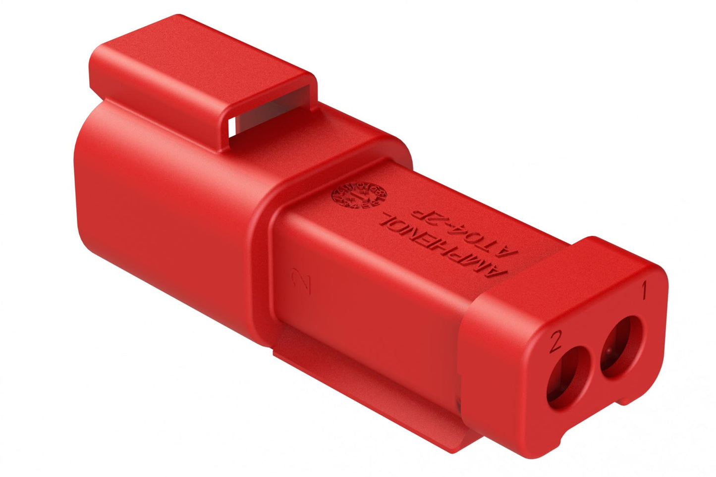 AT04-2P-SS01RED 2-Way Receptacle, Male Connector with Solid Rear Grommet and Endcap, Red