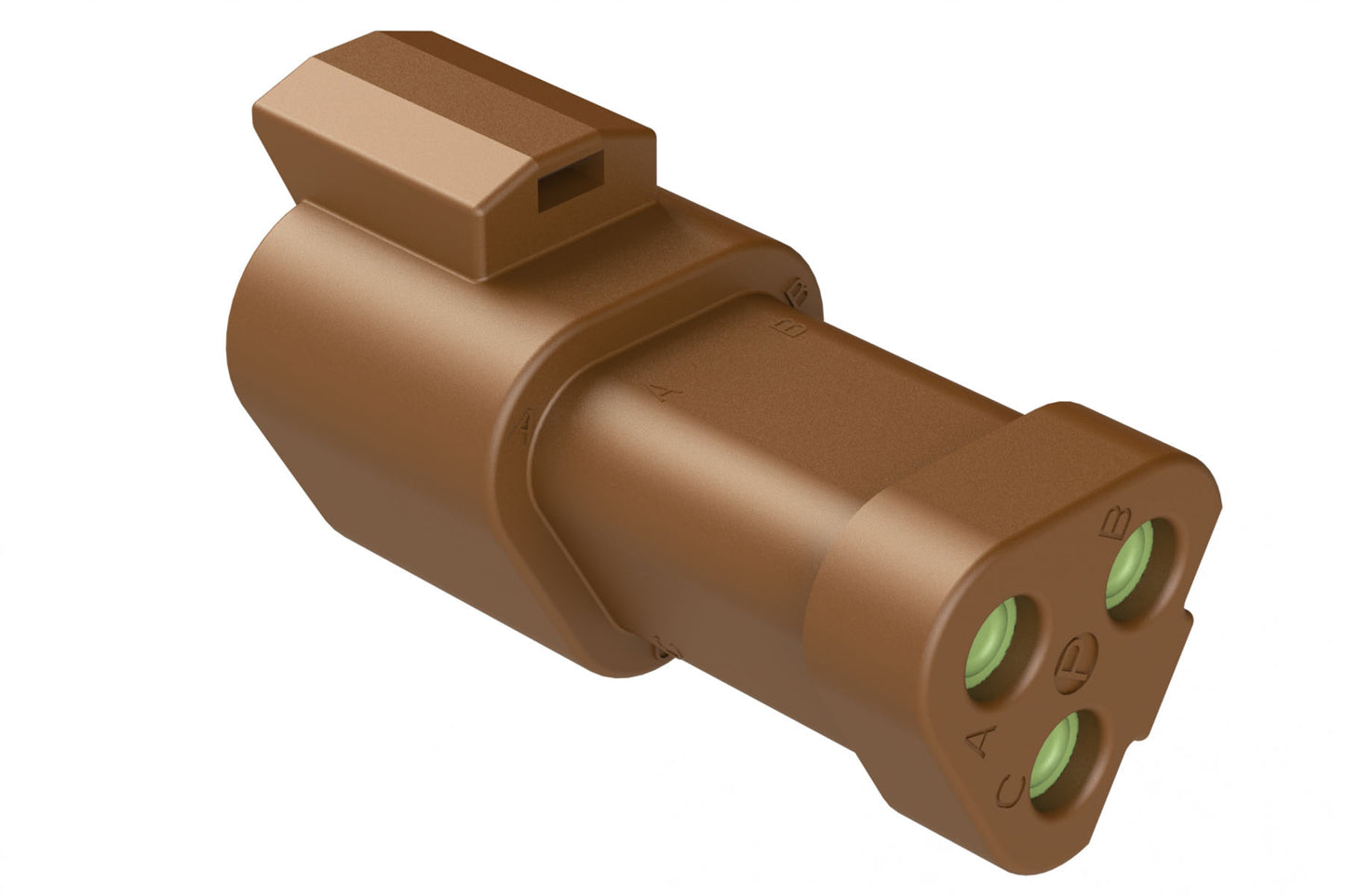 AT04-3P-MM01BRN 3-Way Receptacle, Male Connector with Reduced Diameter Seal (E-Seal) and End Cap, Brown