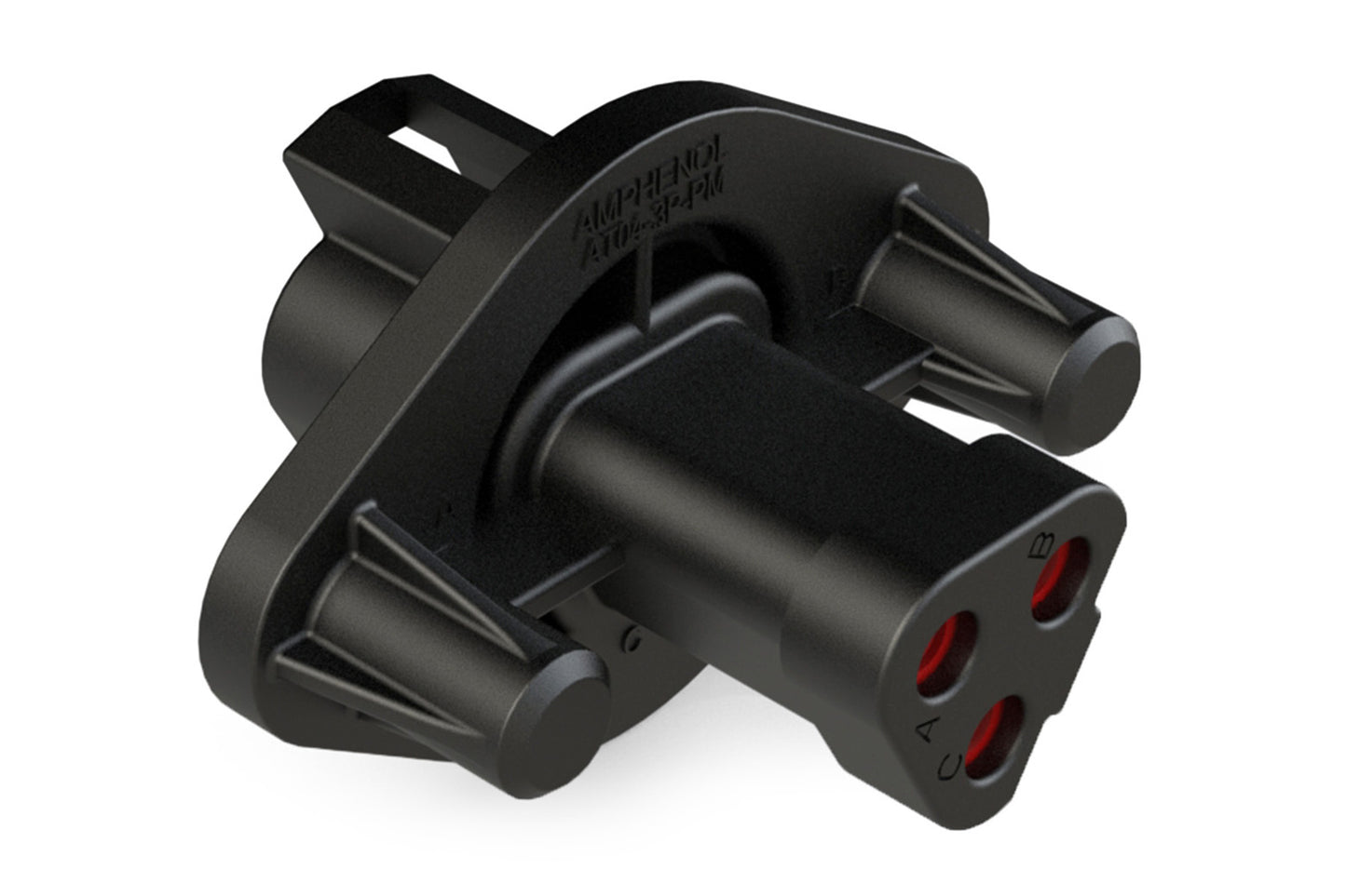 AT04-3P-PM13 3 Position Receptacle, Pin, Nickel, Panel Mount, Self-Threading, Cap