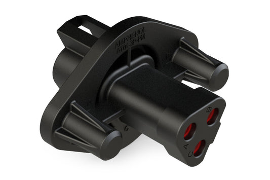 AT04-3P-PM13 3 Position Receptacle, Pin, Nickel, Panel Mount, Self-Threading, Cap