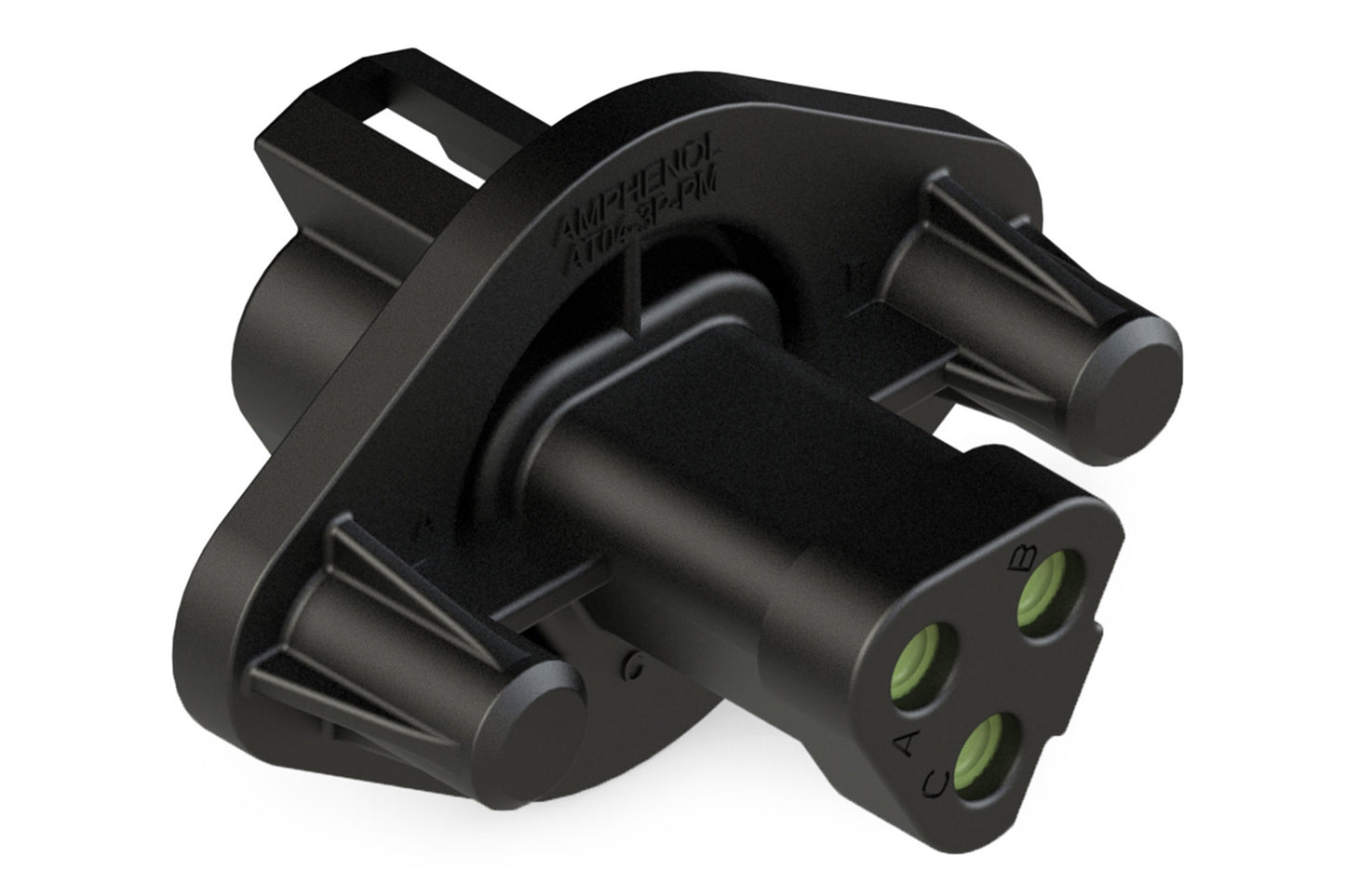 AT04-3P-PM14 3 Position Receptacle, Pin, Nickel, Panel Mount, Self-Threading, Reduced Diameter Seal, Cap