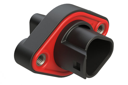 AT04-3P-PML05BLK 3 Position Panel Mount Receptacle with Vertical Flange, Pin, Threaded Insert, Integrated Latch, Gasket, Black