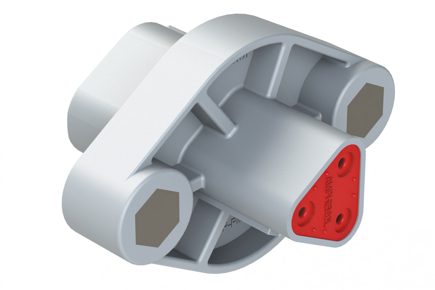 AT04-3P-PML05 3 Position Panel Mount Receptacle with Vertical Flange, Pin, Threaded Insert, Integrated Latch, Gasket, Grey
