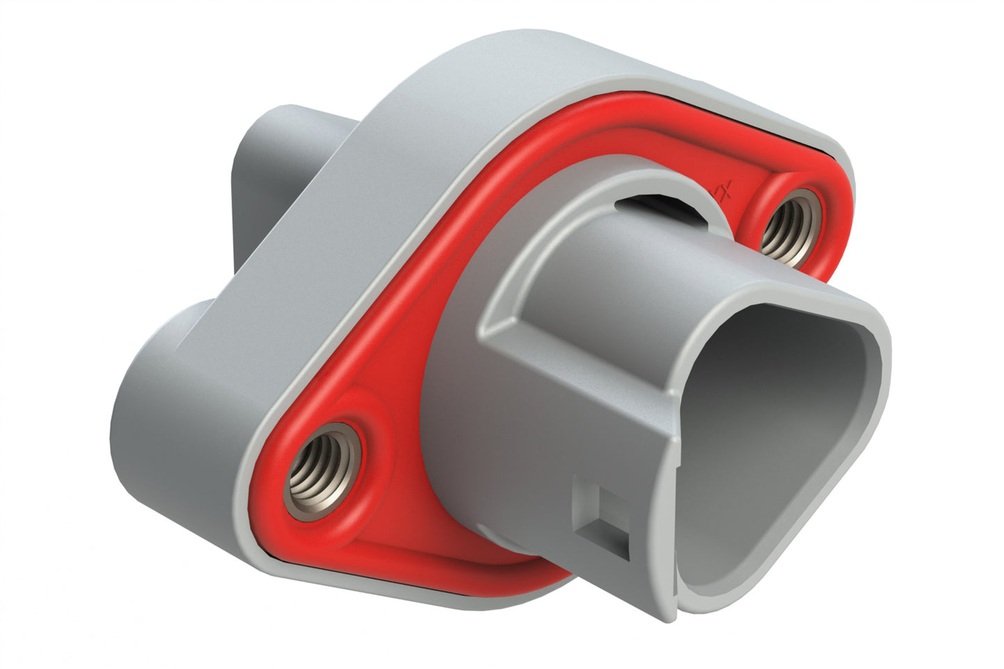 AT04-3P-PML06 3 Position Panel Mount Receptacle with Vertical Flange, Pin, Threaded Insert, Integrated Latch, Gasket, Reduced Diameter Rear Seal, Grey