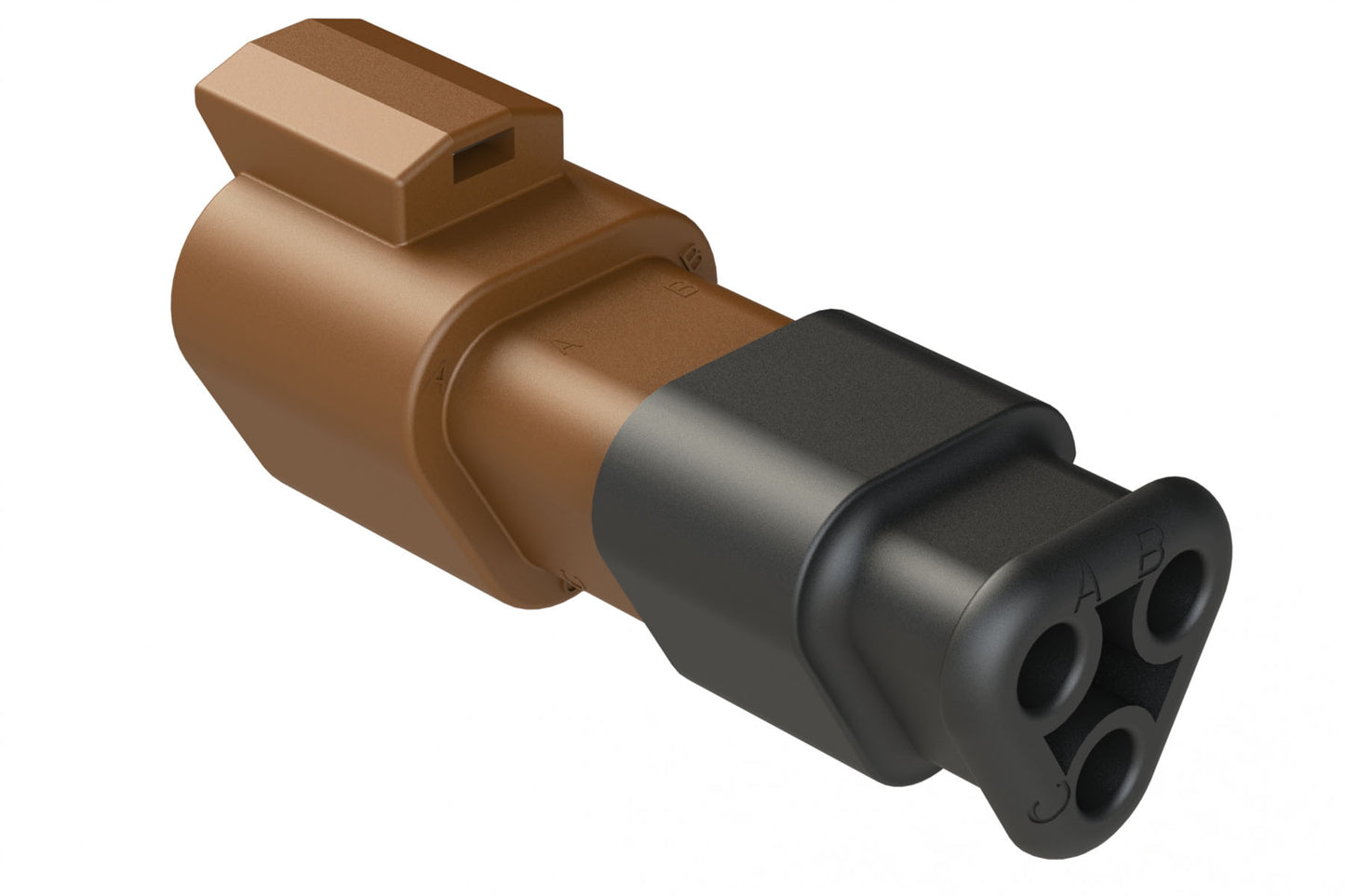 AT04-3P-SR01BRN 3-Way Receptacle Male Connector with Strain Relief Endcap and Standard Seal, Brown