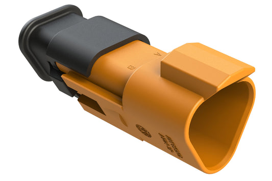 AT04-3P-SR01ORG 3-Way Receptacle Male Connector with Strain Relief Endcap and Standard Seal, Orange
