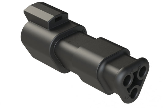 AT04-3P-SR02BLK 3-Way Receptacle Male Connector with Reduced Diameter Seal, Black. DT04-3P-CE09