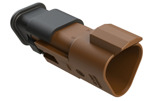 AT04-3P-SR02BRN 3-Way Receptacle Male Connector with Reduced Diameter Seal, Brown