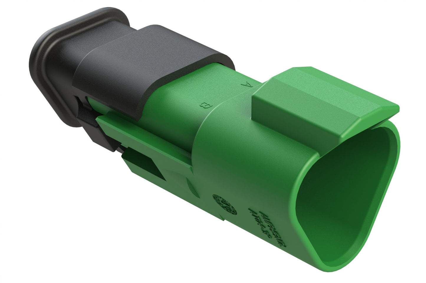 AT04-3P-SR02GRN 3-Way Receptacle Male Connector with Reduced Diameter Seal, Green