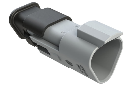 AT04-3P-SR02GRY 3-Way Receptacle Male Connector with Reduced Diameter Seal, Grey. DT04-3P-CE04