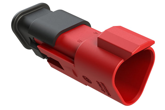 AT04-3P-SR02RED 3-Way Receptacle Male Connector with Reduced Diameter Seal, Red